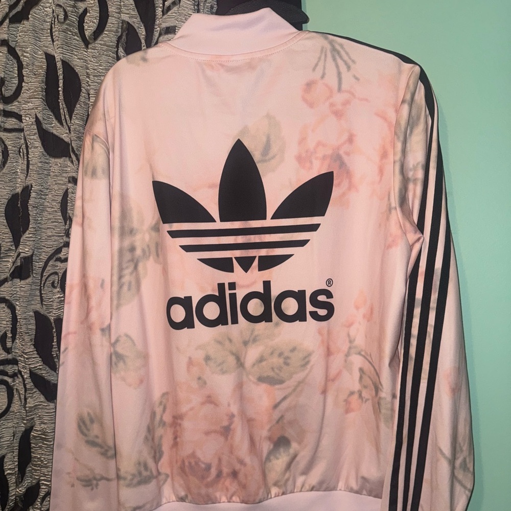 Adidas Medium Women’s Track Jacket Pastel Pink Rose Rare M NWOT Firebird Three